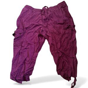 Lane Bryant Cargo Capris Purple Women's 18/20 Drawstring Elastic Waist